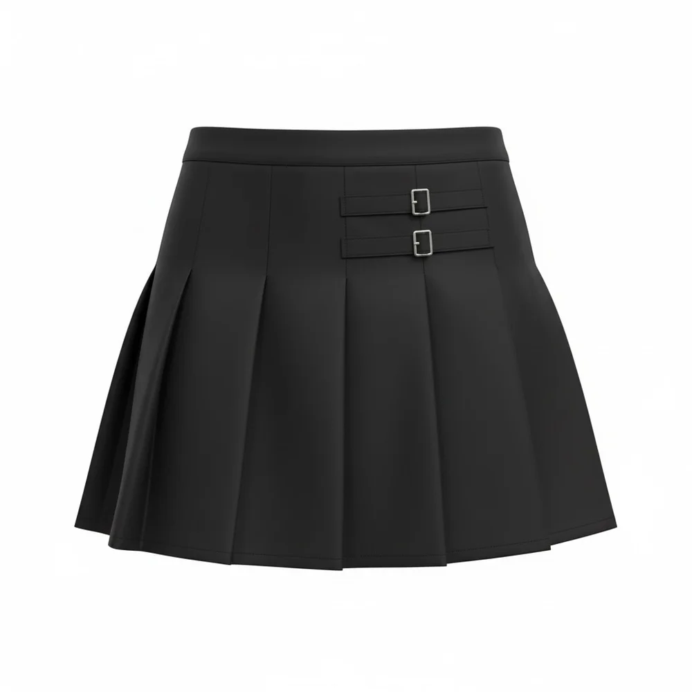 French Toast Girls Size 18 Black Knife-Pleated Two-Tab 1/4 Zip Uniform Skort